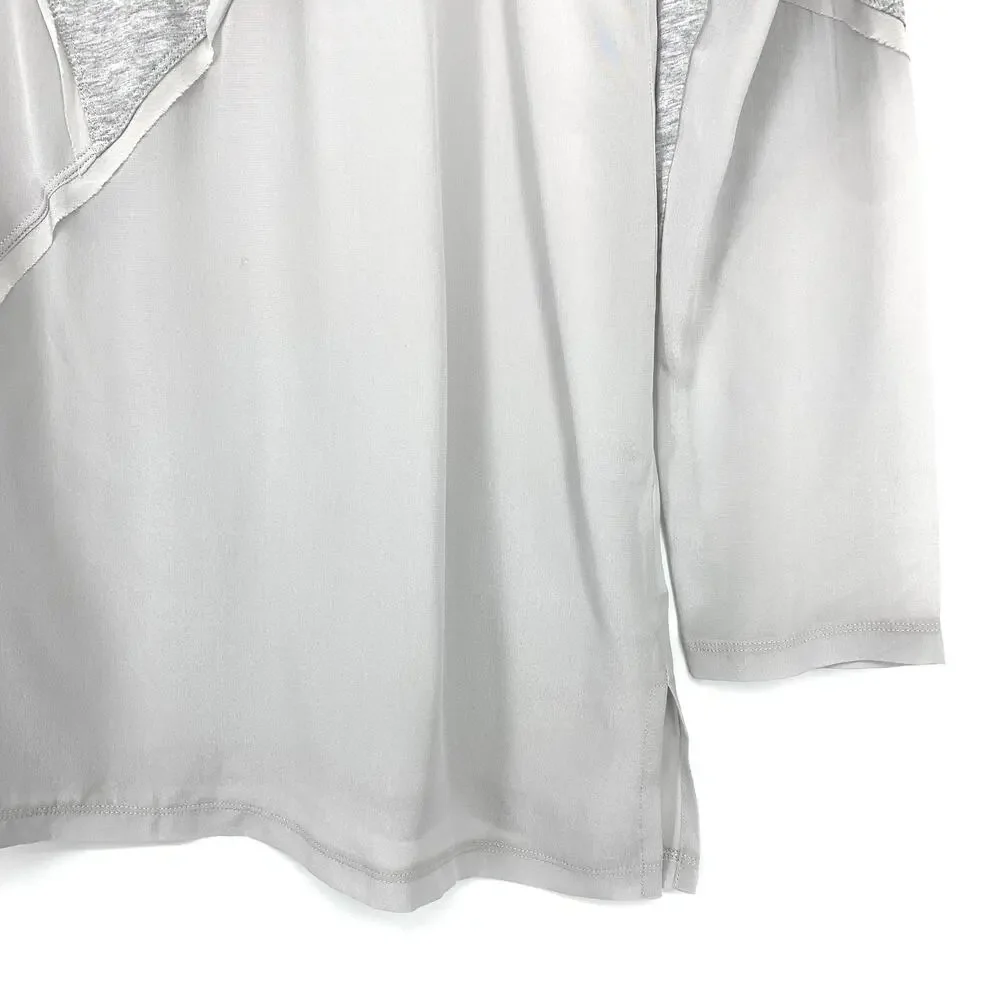 Pete & Greta by Johnny Was Women's Size S Libby Mixed Media Top Long Sleeve Gray